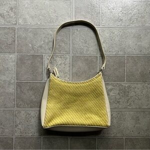 Y2k Woven Straw Cream Leather Shoulder Purse